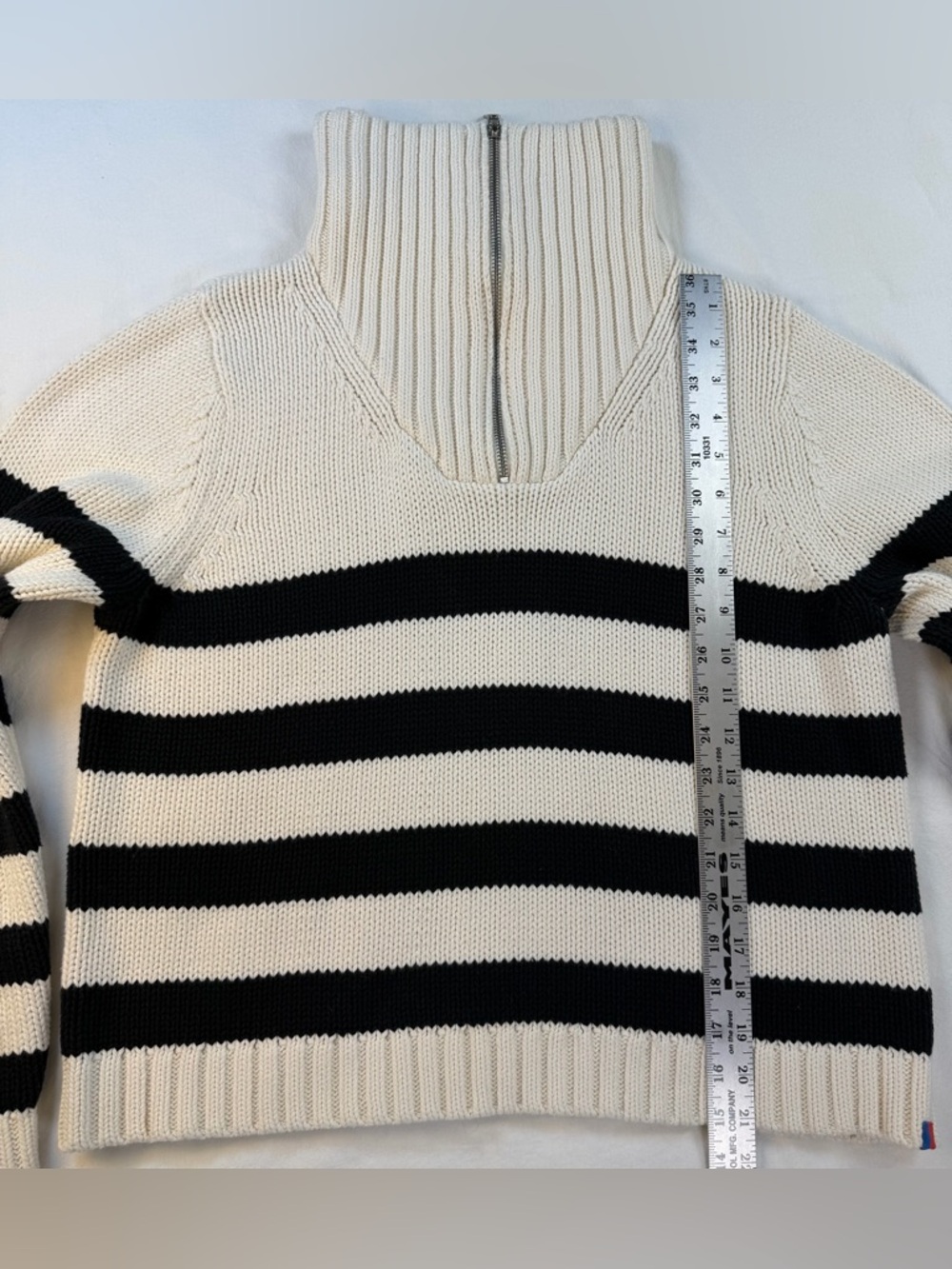 Kule The Matey Black & Cream Striped Cotton Knit Sweater Small EUC - Picture 9 of 12